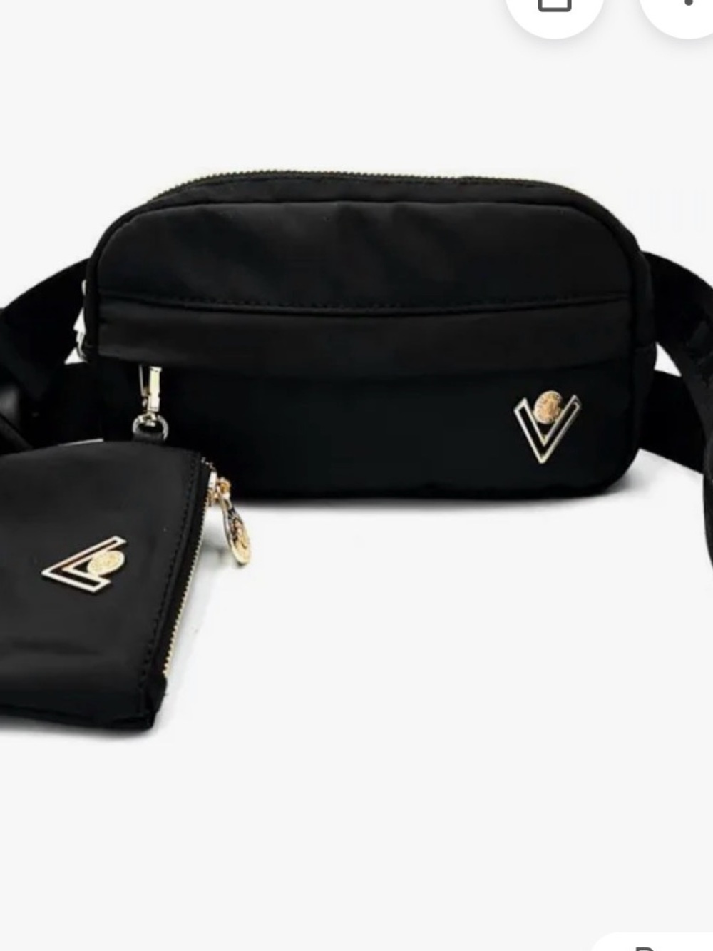 Valentino Orlandi Black Fanny pack Belt Bag with Gold Accents. NWT